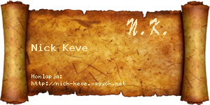 Nick Keve névjegykártya